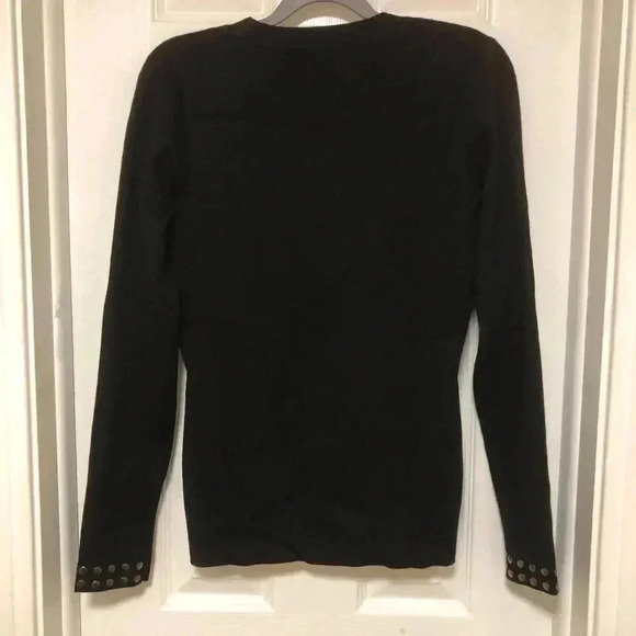 VENUS Women’s Black Long Sleeve Top with silver button accents M XL - Picture 5 of 16